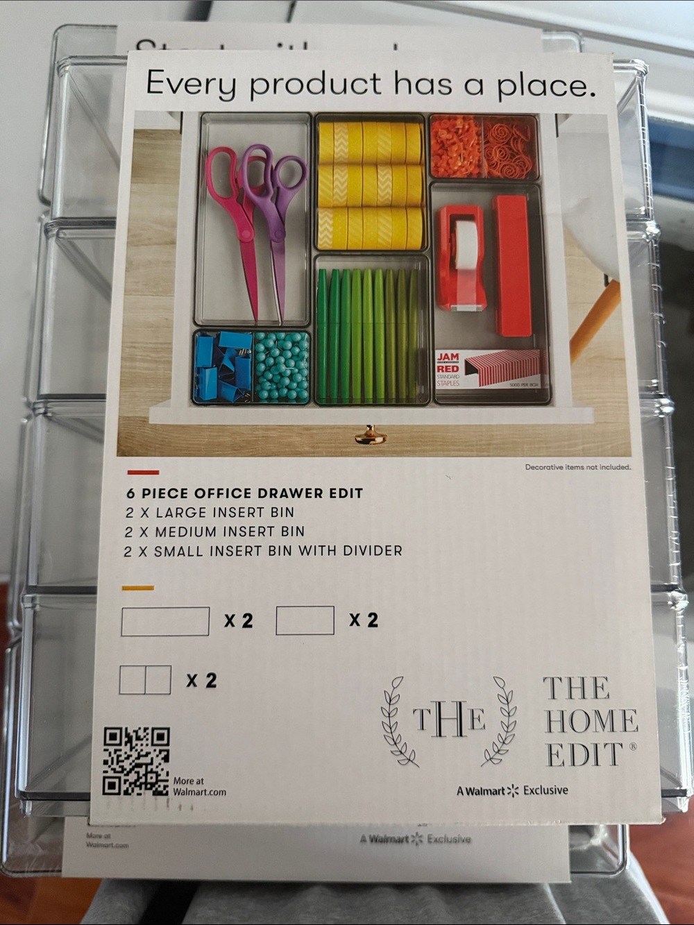 The Home Edit Clear 6-Piece Office Drawer Organizer Set - Transparent